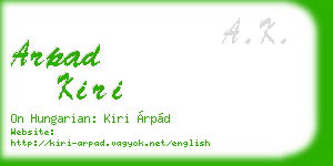 arpad kiri business card